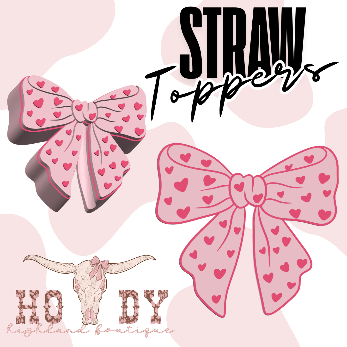 Valentine Bow Straw Topper