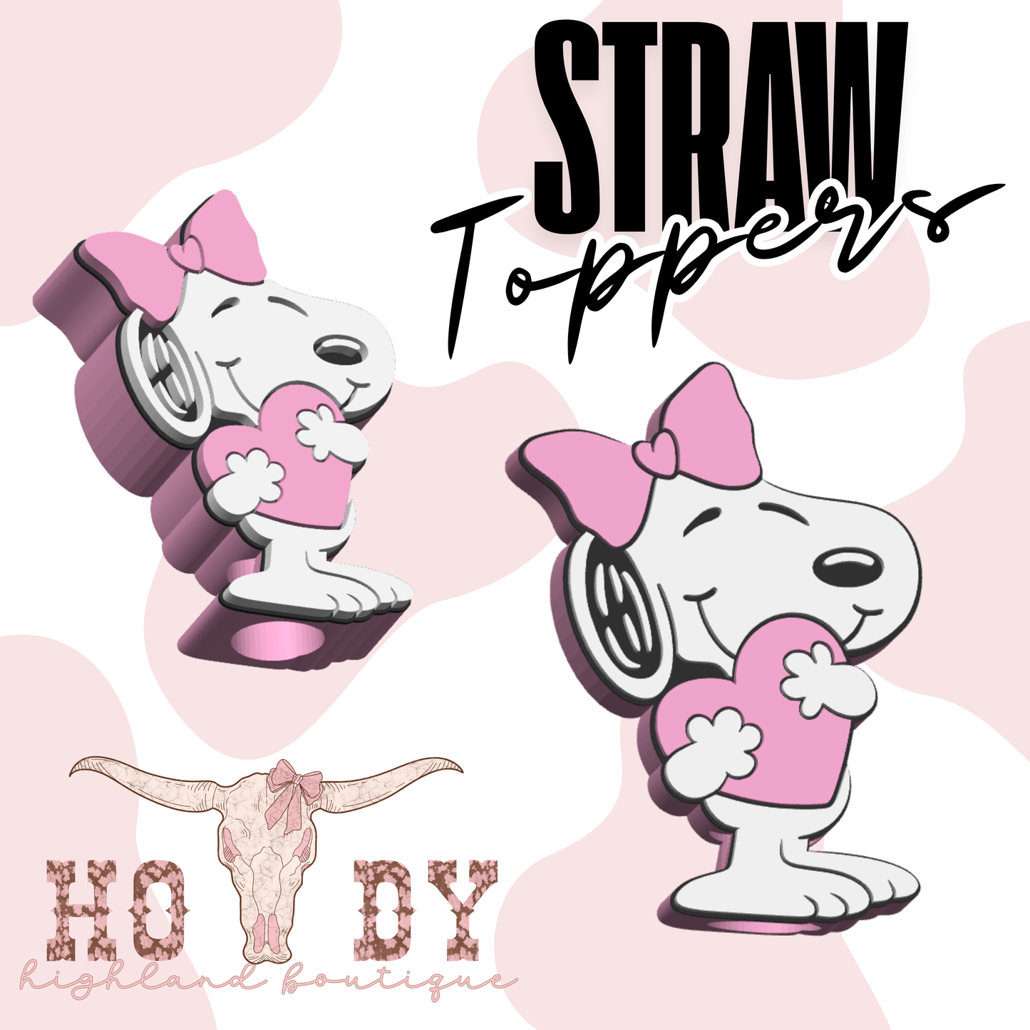 Girly White Dog Straw Topper
