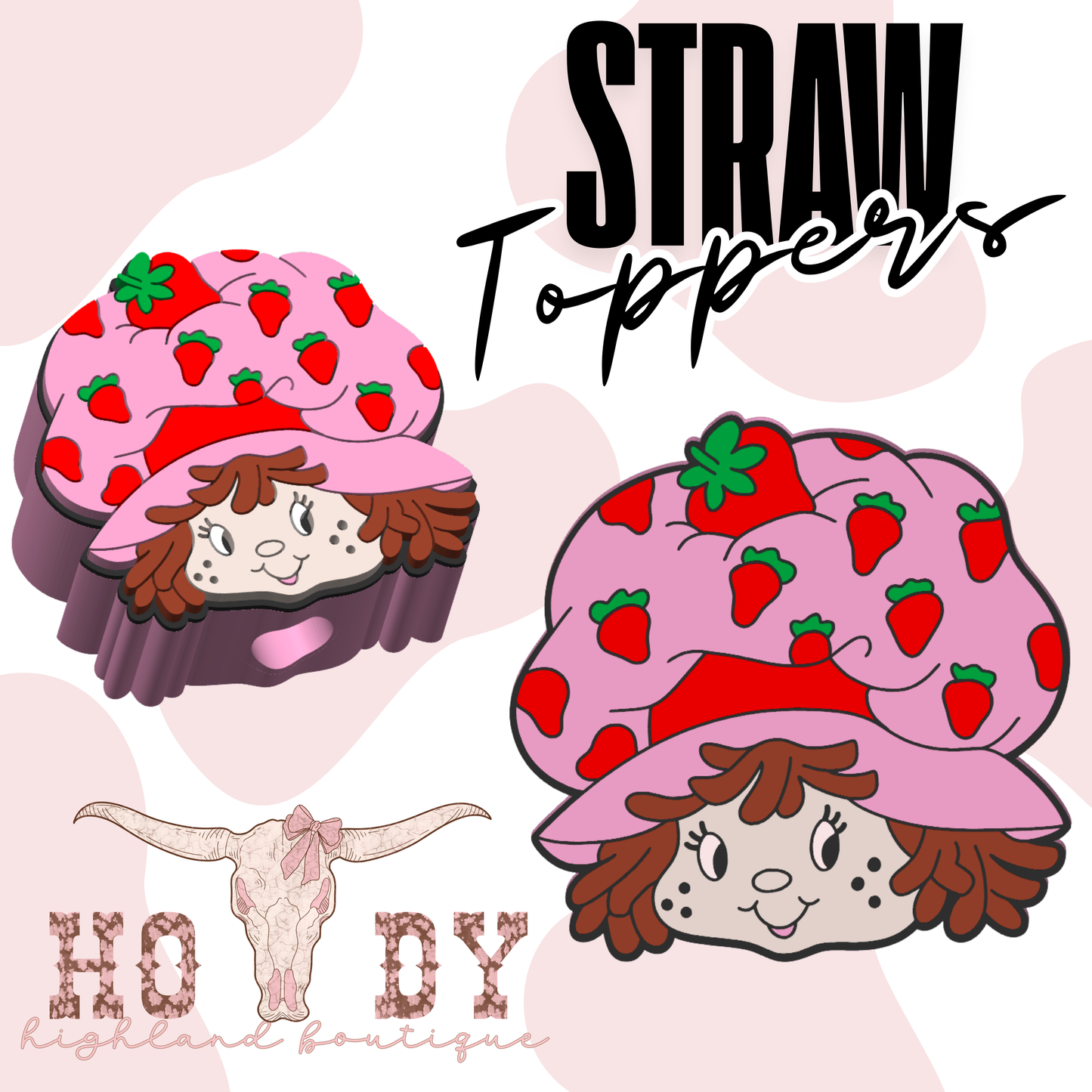 Strawberry Girl Straw Topper