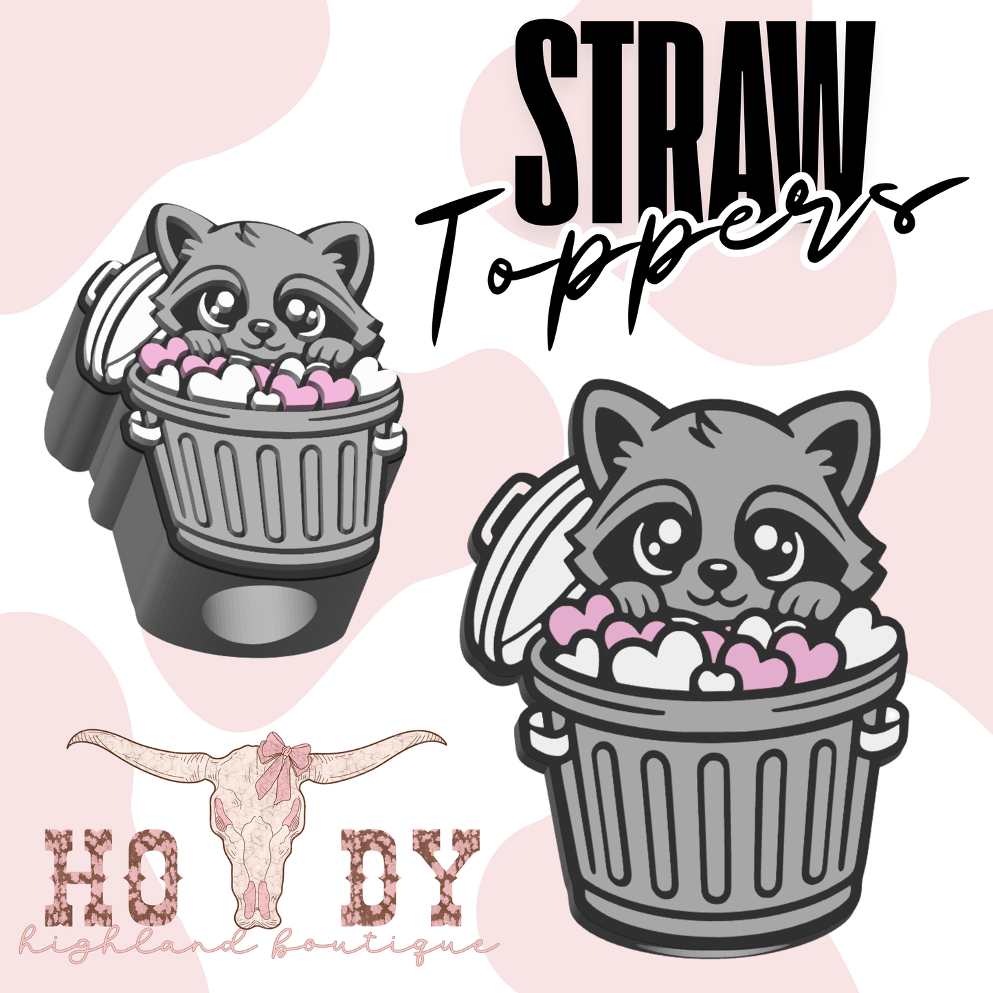 Love Bandit Raccoon Straw Topper