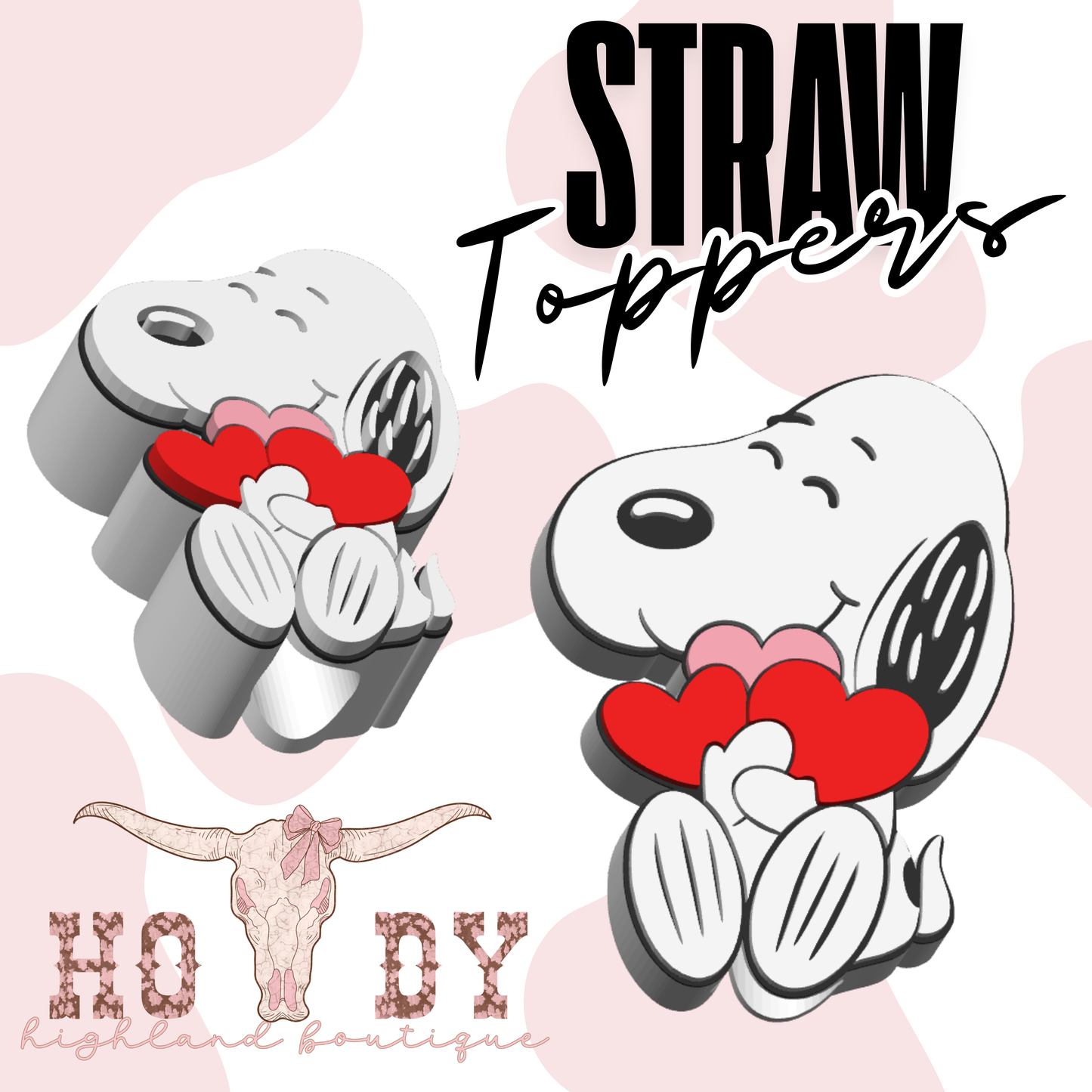 Love White Dog Straw Topper