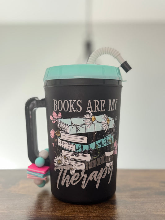 Books Are My Therapy 34oz Mega Mug with FREE Cup Charm