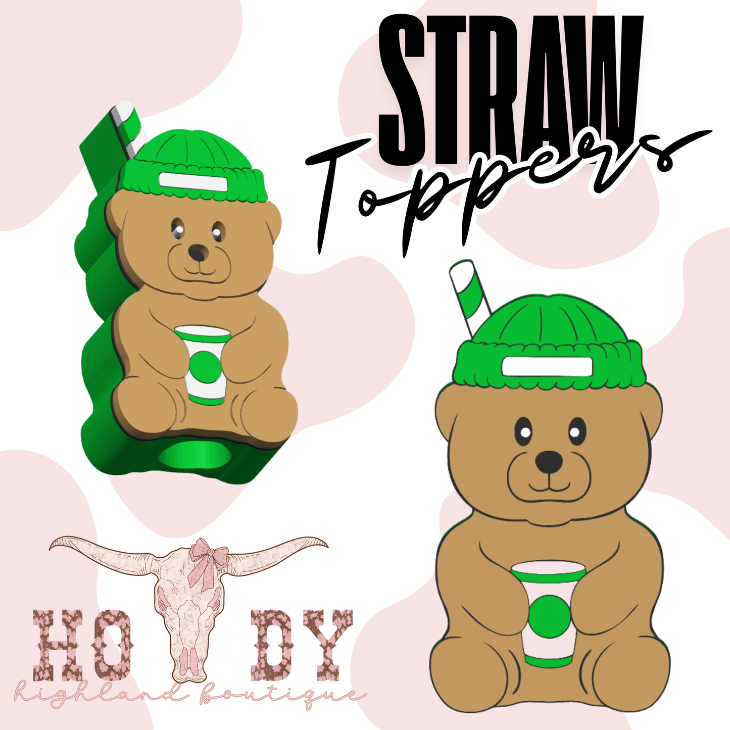 Coffee Bear Straw Topper