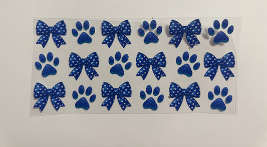Blue Paw Prints & Bows
