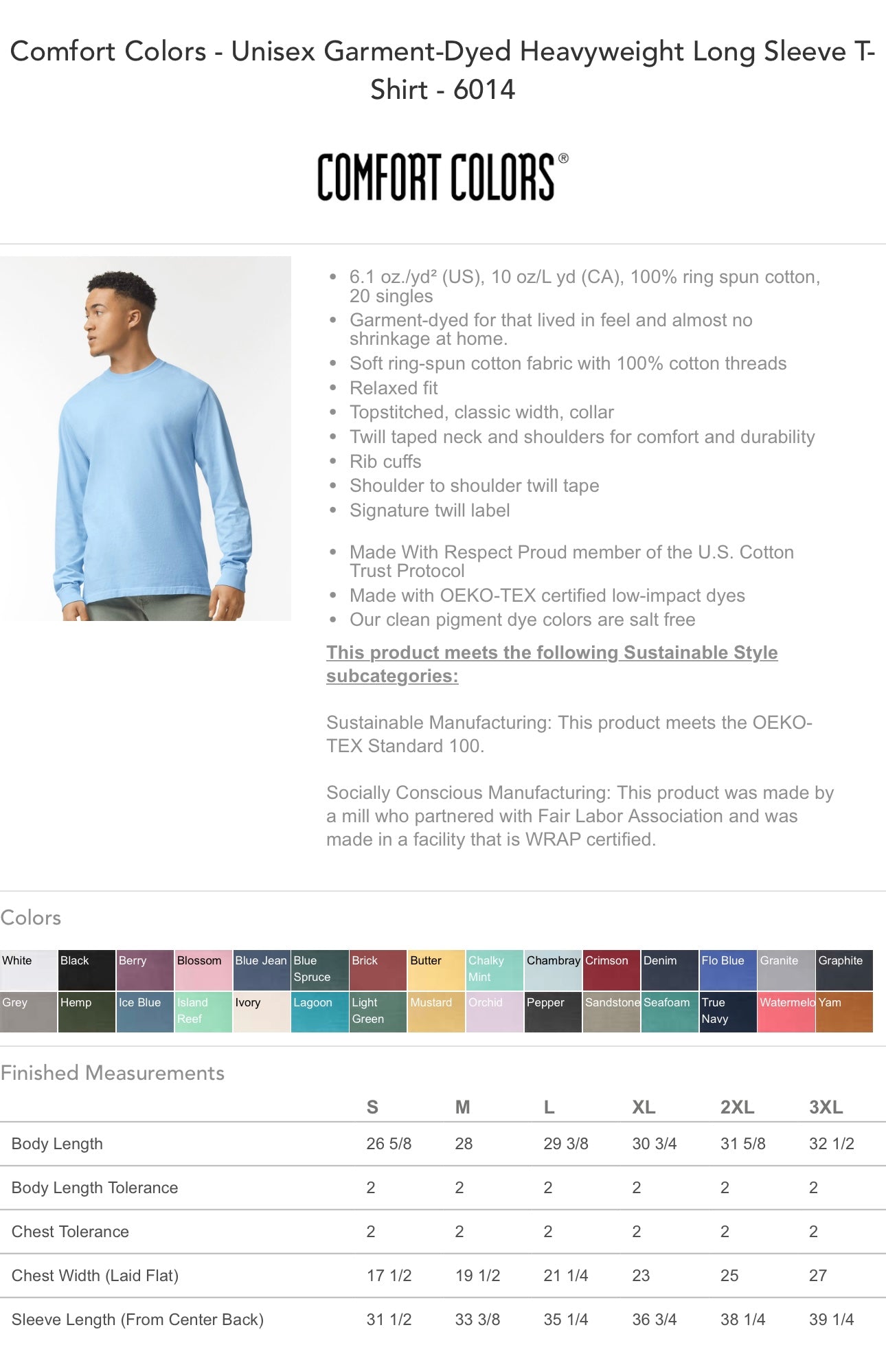 LIVE ADULT COMFORT COLORS LONG SLEEVE TEE