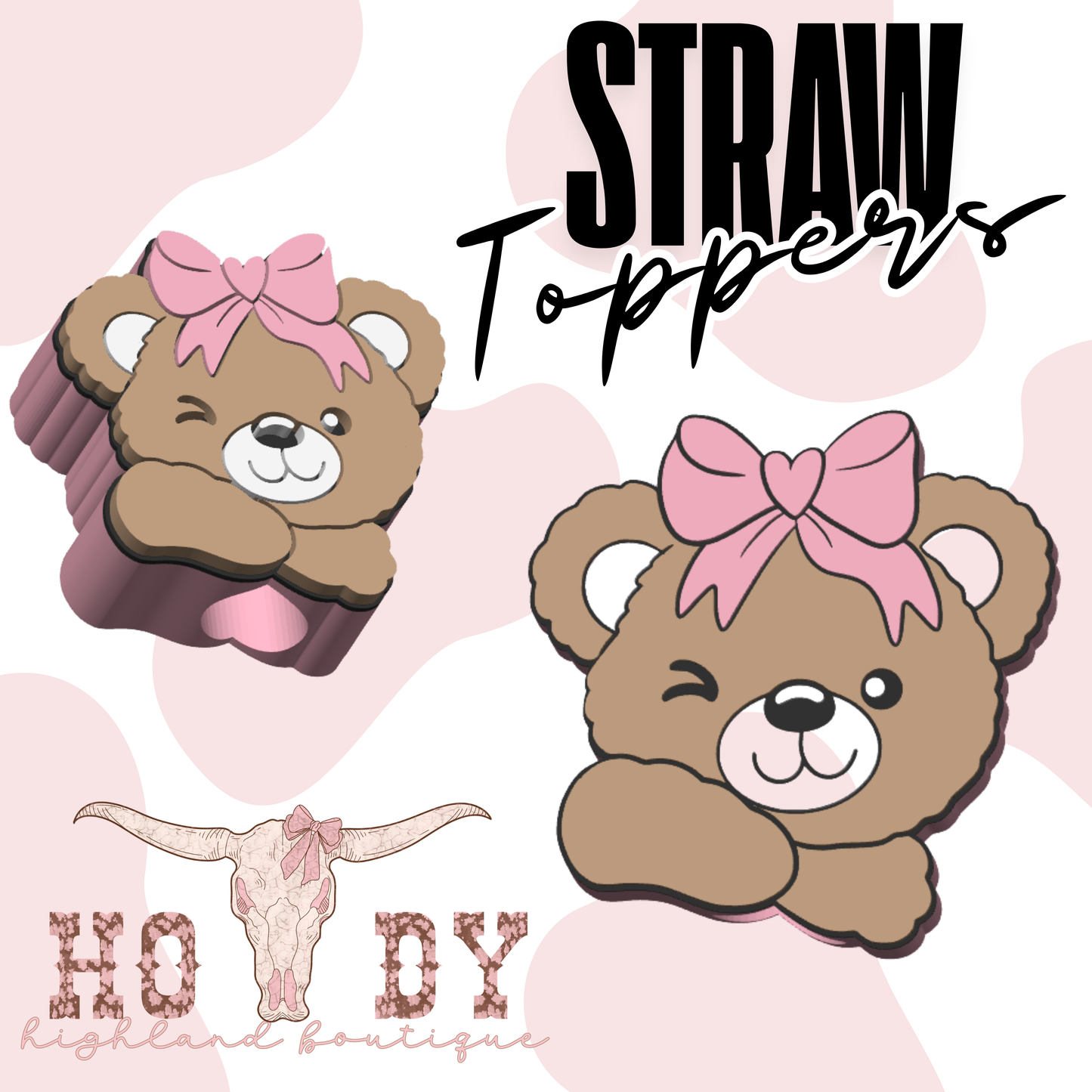 Cute Teddy Bear Straw Topper