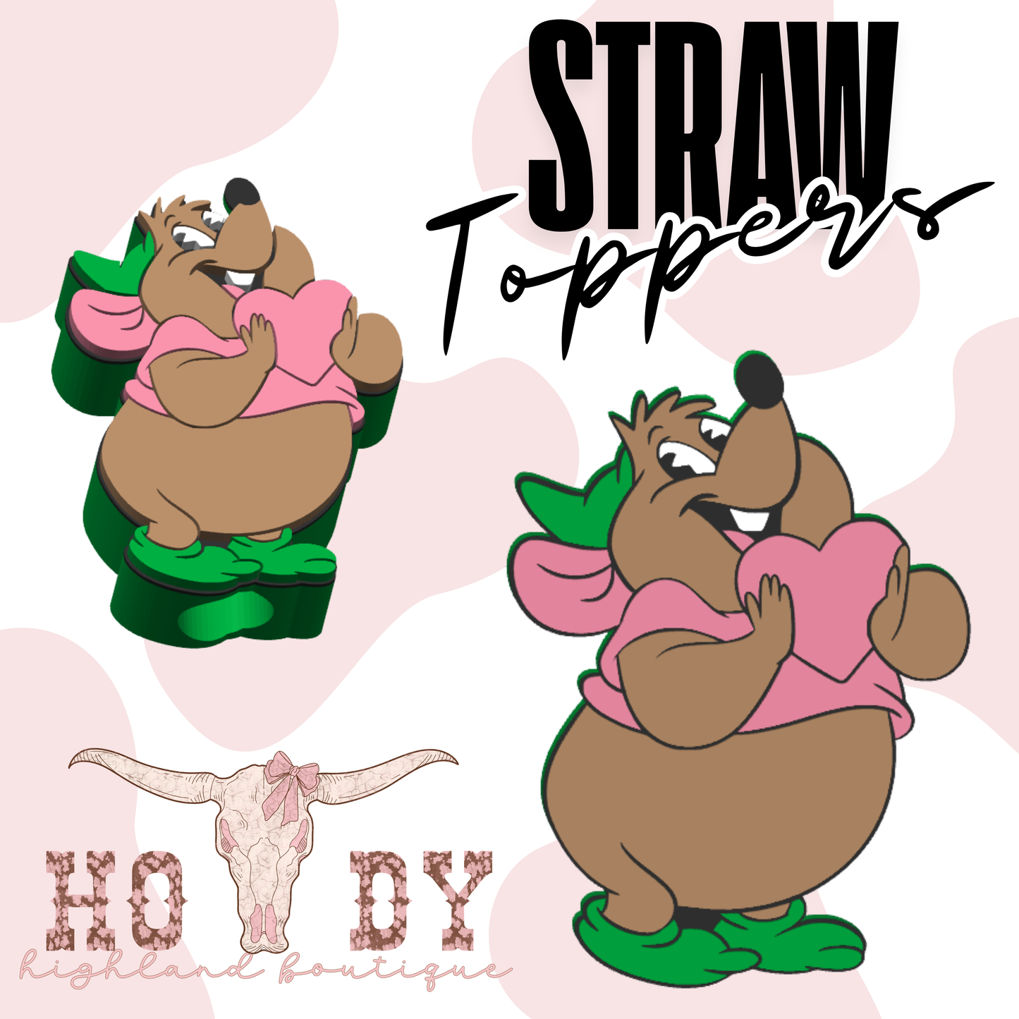 Valentine Mouse Straw Topper