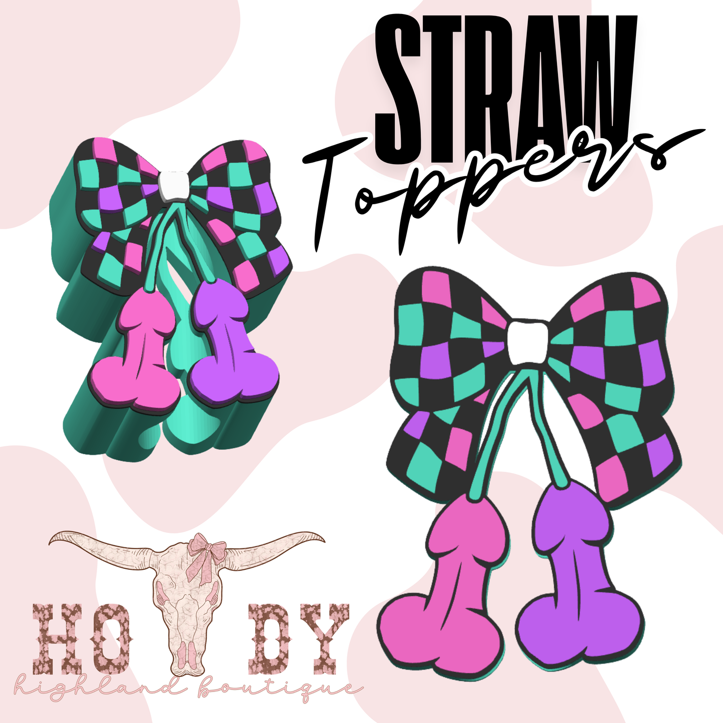 Checkered Peen Straw Topper