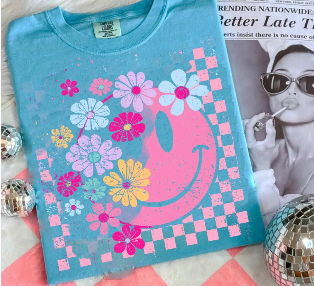 Checker Floral Smiley